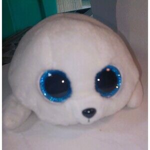 RETIRED  TY beanie Baby Babies Boos Boo's ICY THE SEAL 6 INCH big BLUE eyes